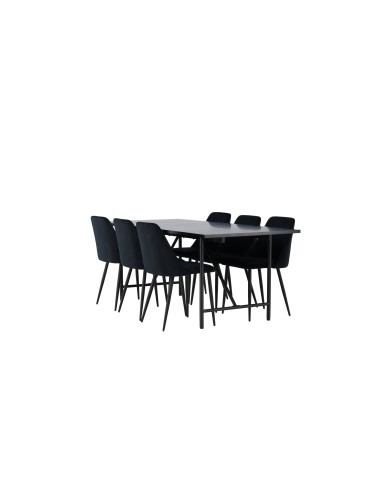 Matgrupp Astrid med Night matstolar, 200 × 90 cm