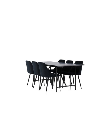 Matgrupp Astrid med Night matstolar, 200 × 90 cm