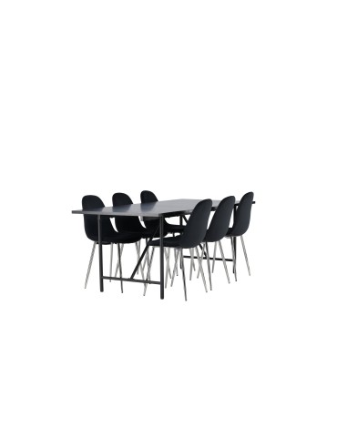 Matgrupp Astrid med Polar matstolar, 200 × 90 cm