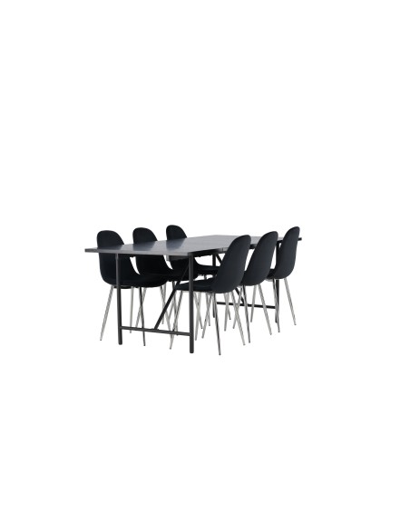 Matgrupp Astrid med Polar matstolar, 200 × 90 cm