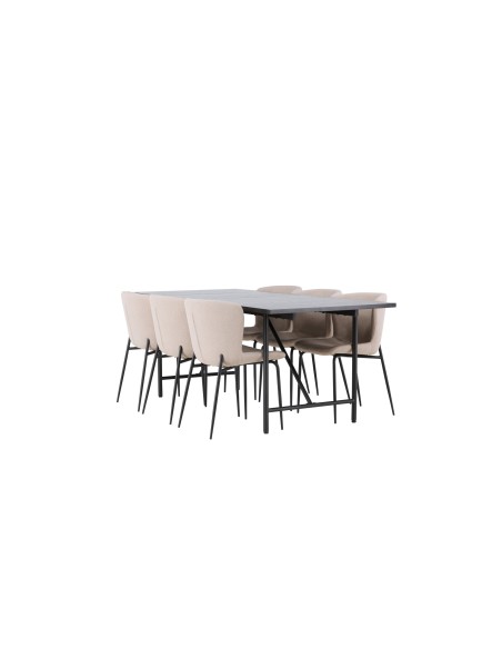 Matgrupp Astrid med Modesto matstolar, 200 × 90 cm