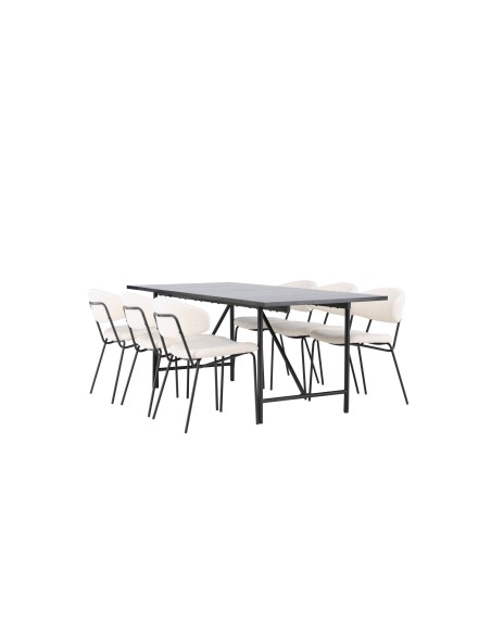 Matgrupp Astrid med Chico matstolar, 200 × 90 cm