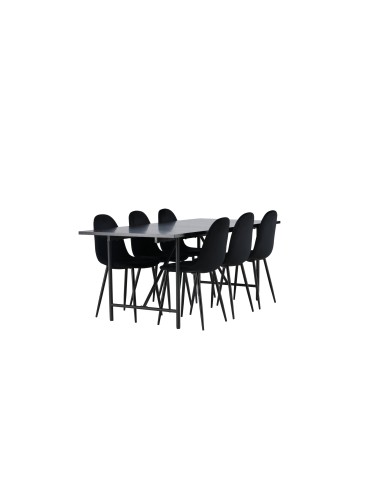 Matgrupp Astrid med Polar matstolar, 200 × 90 cm