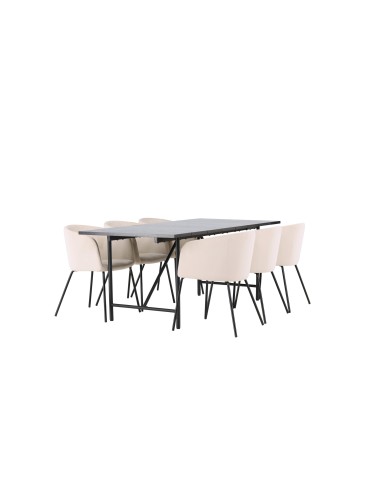 Matgrupp Astrid med Berit matstolar, 200 × 90 cm