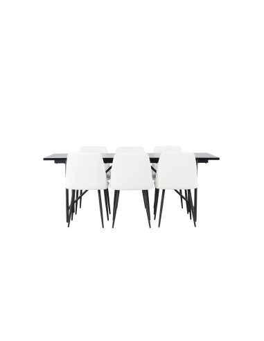 Matgrupp Astrid med Night matstolar, 200 × 90 cm