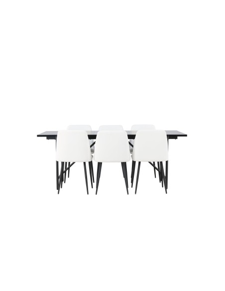 Matgrupp Astrid med Night matstolar, 200 × 90 cm