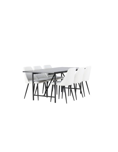 Matgrupp Astrid med Night matstolar, 200 × 90 cm