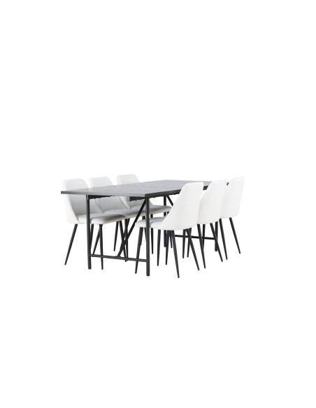 Matgrupp Astrid med Night matstolar, 200 × 90 cm
