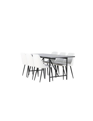 Matgrupp Astrid med Night matstolar, 200 × 90 cm