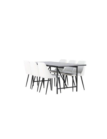 Matgrupp Astrid med Night matstolar, 200 × 90 cm