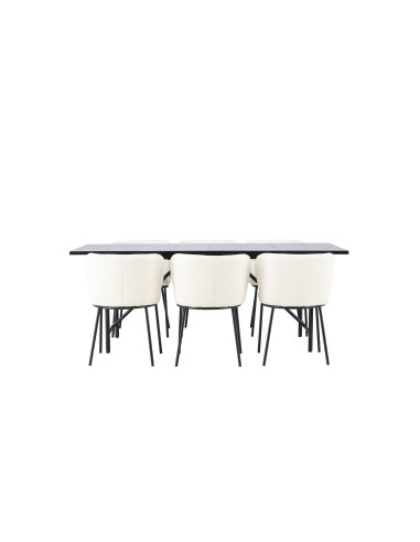 Matgrupp Astrid med Edina matstolar, 200 × 90 cm