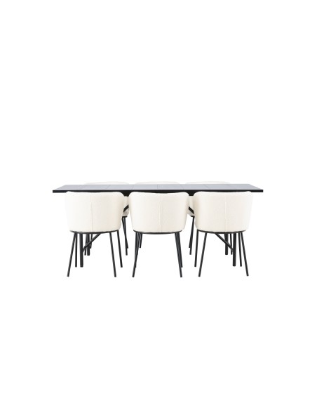 Matgrupp Astrid med Edina matstolar, 200 × 90 cm