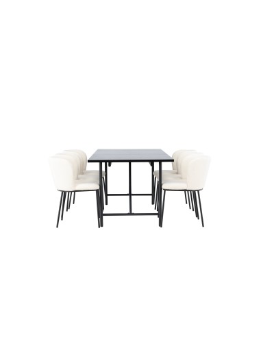 Matgrupp Astrid med Edina matstolar, 200 × 90 cm