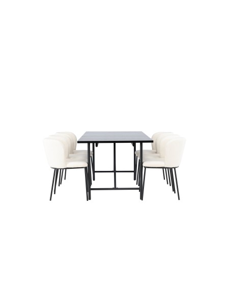 Matgrupp Astrid med Edina matstolar, 200 × 90 cm