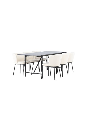 Matgrupp Astrid med Edina matstolar, 200 × 90 cm