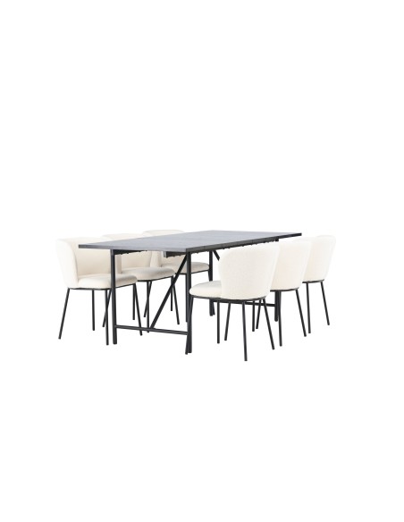 Matgrupp Astrid med Edina matstolar, 200 × 90 cm