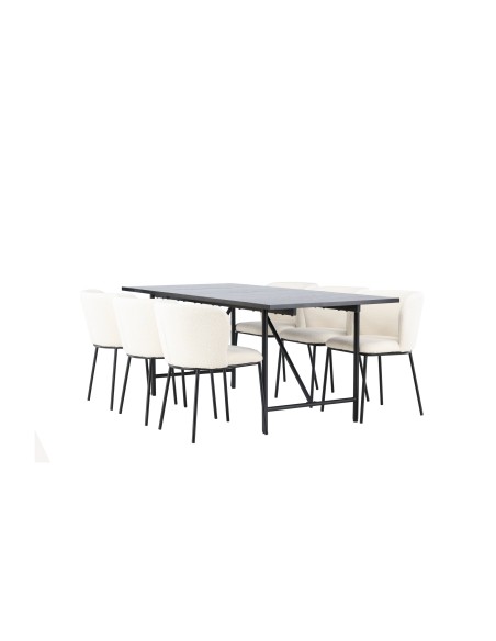 Matgrupp Astrid med Edina matstolar, 200 × 90 cm