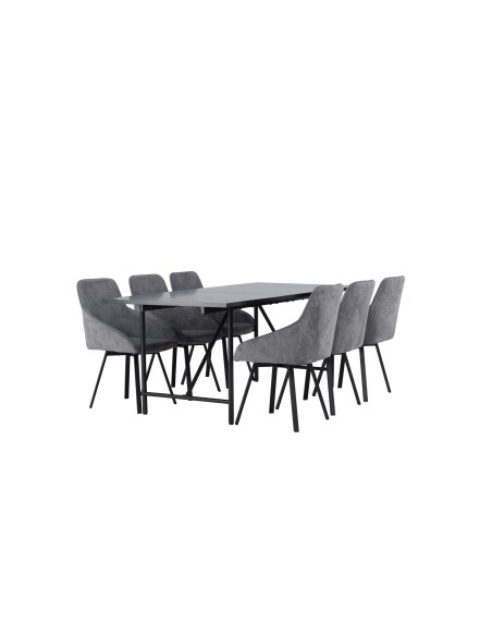Matgrupp Astrid med Rosie matstolar, 200 × 90 cm