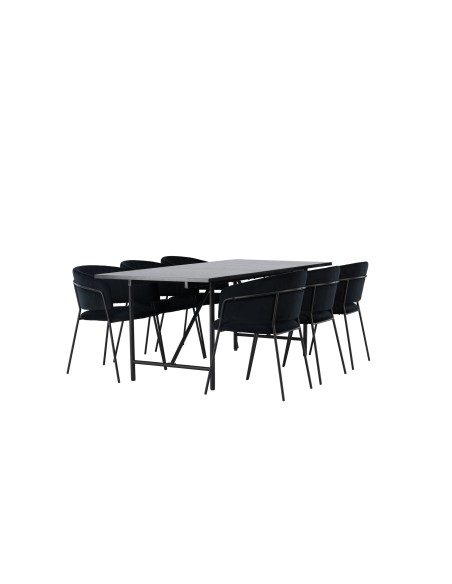Matgrupp Astrid med Selma matstolar, 200 × 90 cm