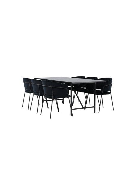 Matgrupp Astrid med Selma matstolar, 200 × 90 cm
