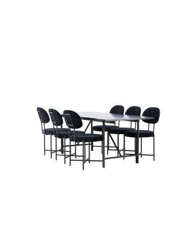 Matgrupp Astrid med Stella matstolar, 200 × 90 cm