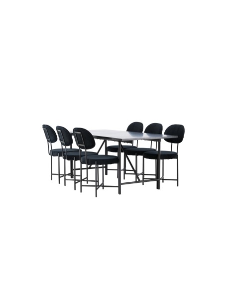 Matgrupp Astrid med Stella matstolar, 200 × 90 cm