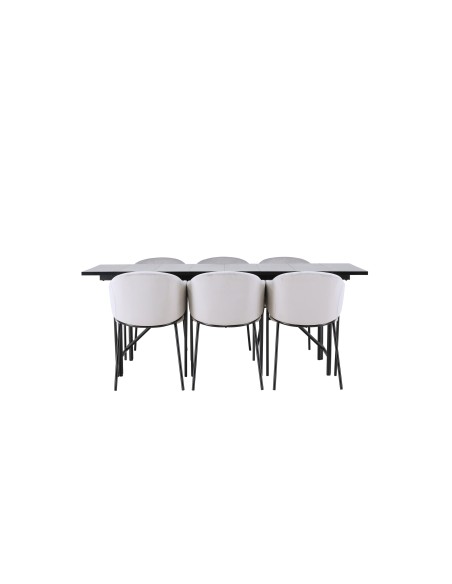Matgrupp Astrid med Evelina matstolar, 200 × 90 cm