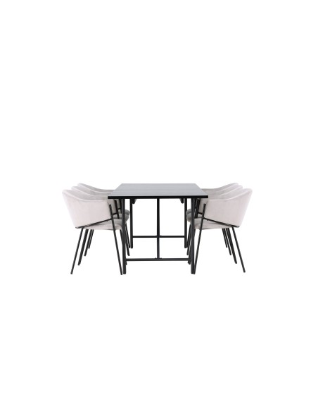 Matgrupp Astrid med Evelina matstolar, 200 × 90 cm