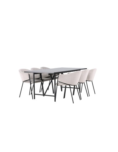 Matgrupp Astrid med Evelina matstolar, 200 × 90 cm