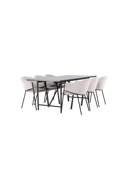 Matgrupp Astrid med Evelina matstolar, 200 × 90 cm