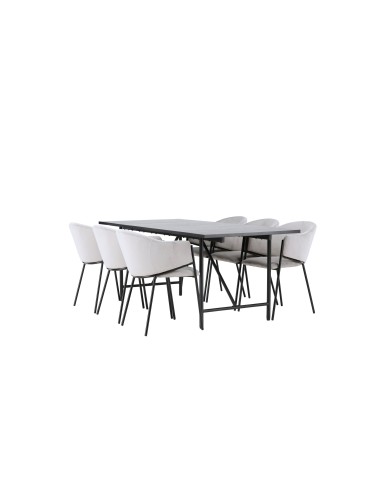 Matgrupp Astrid med Evelina matstolar, 200 × 90 cm