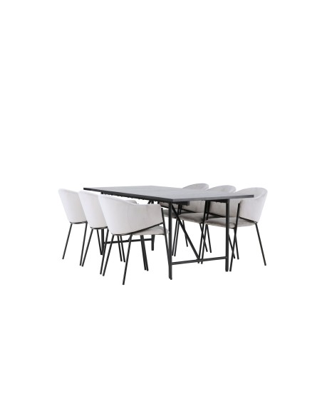 Matgrupp Astrid med Evelina matstolar, 200 × 90 cm