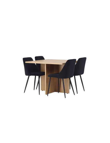 Matgrupp Leo med Night matstolar, 100 × 100 cm