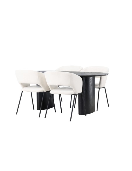 Matgrupp Isolde med Day matstolar, 180 × 90 cm