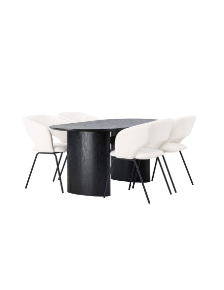 Matgrupp Isolde med Day matstolar, 180 × 90 cm