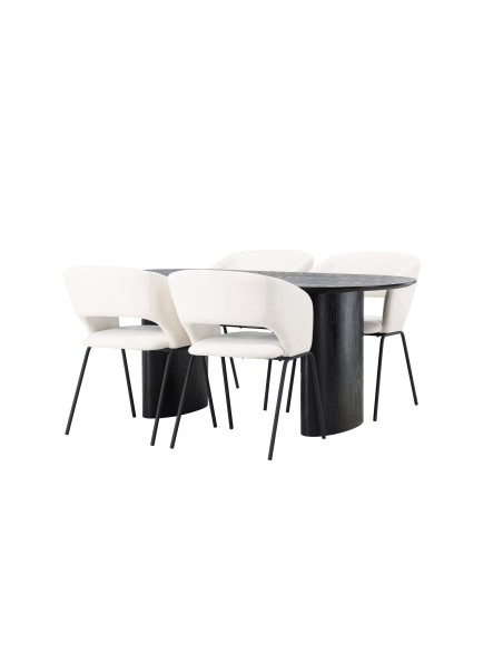 Matgrupp Isolde med Day matstolar, 180 × 90 cm