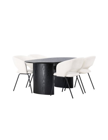 Matgrupp Isolde med Day matstolar, 180 × 90 cm