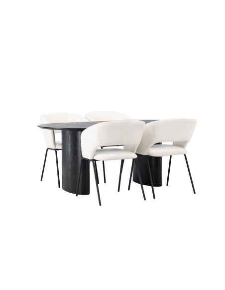Matgrupp Isolde med Day matstolar, 180 × 90 cm