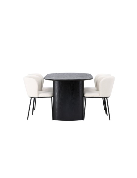 Matgrupp Isolde med Edina matstolar, 180 × 90 cm