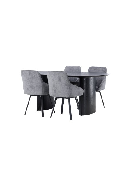 Matgrupp Isolde med Rosie matstolar, 180 × 90 cm