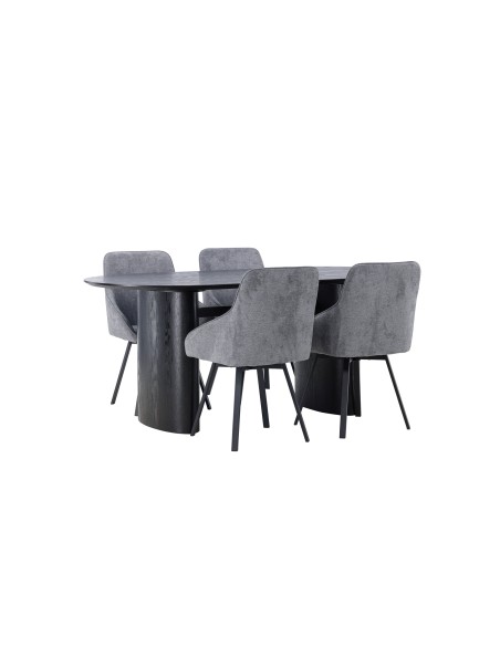 Matgrupp Isolde med Rosie matstolar, 180 × 90 cm