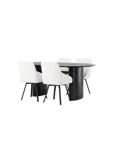 Matgrupp Isolde med Rosie matstolar, 180 × 90 cm