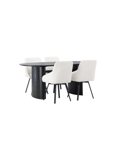 Matgrupp Isolde med Rosie matstolar, 180 × 90 cm