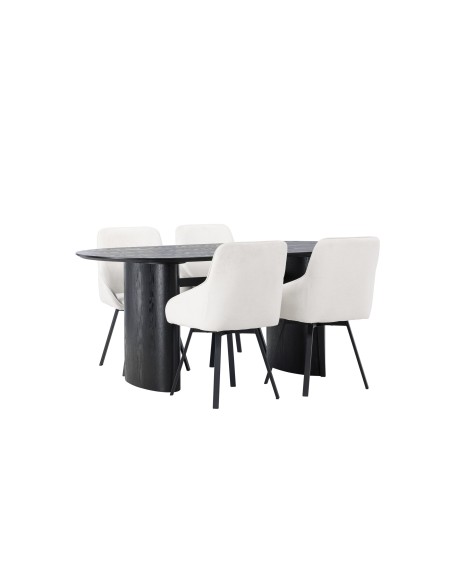 Matgrupp Isolde med Rosie matstolar, 180 × 90 cm