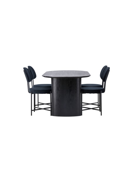 Matgrupp Isolde med Stella matstolar, 180 × 90 cm