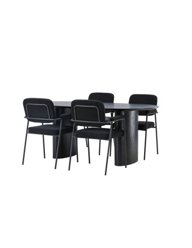 Matgrupp Isolde med Yesterday matstolar, 180 × 90 cm