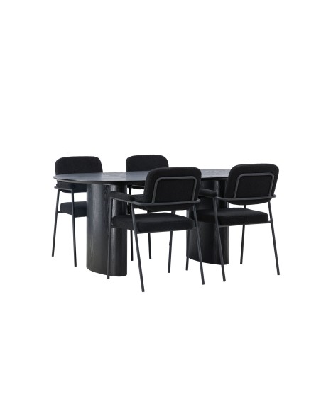 Matgrupp Isolde med Yesterday matstolar, 180 × 90 cm