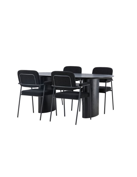 Matgrupp Isolde med Yesterday matstolar, 180 × 90 cm