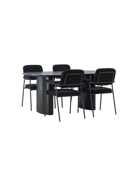 Matgrupp Isolde med Yesterday matstolar, 180 × 90 cm
