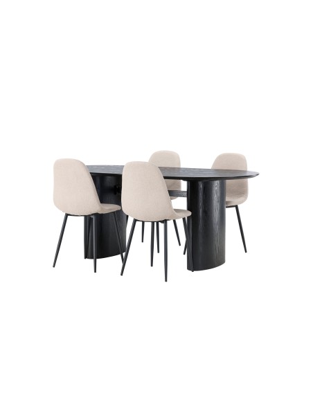 Matgrupp Isolde med Polar matstolar, 180 × 90 cm